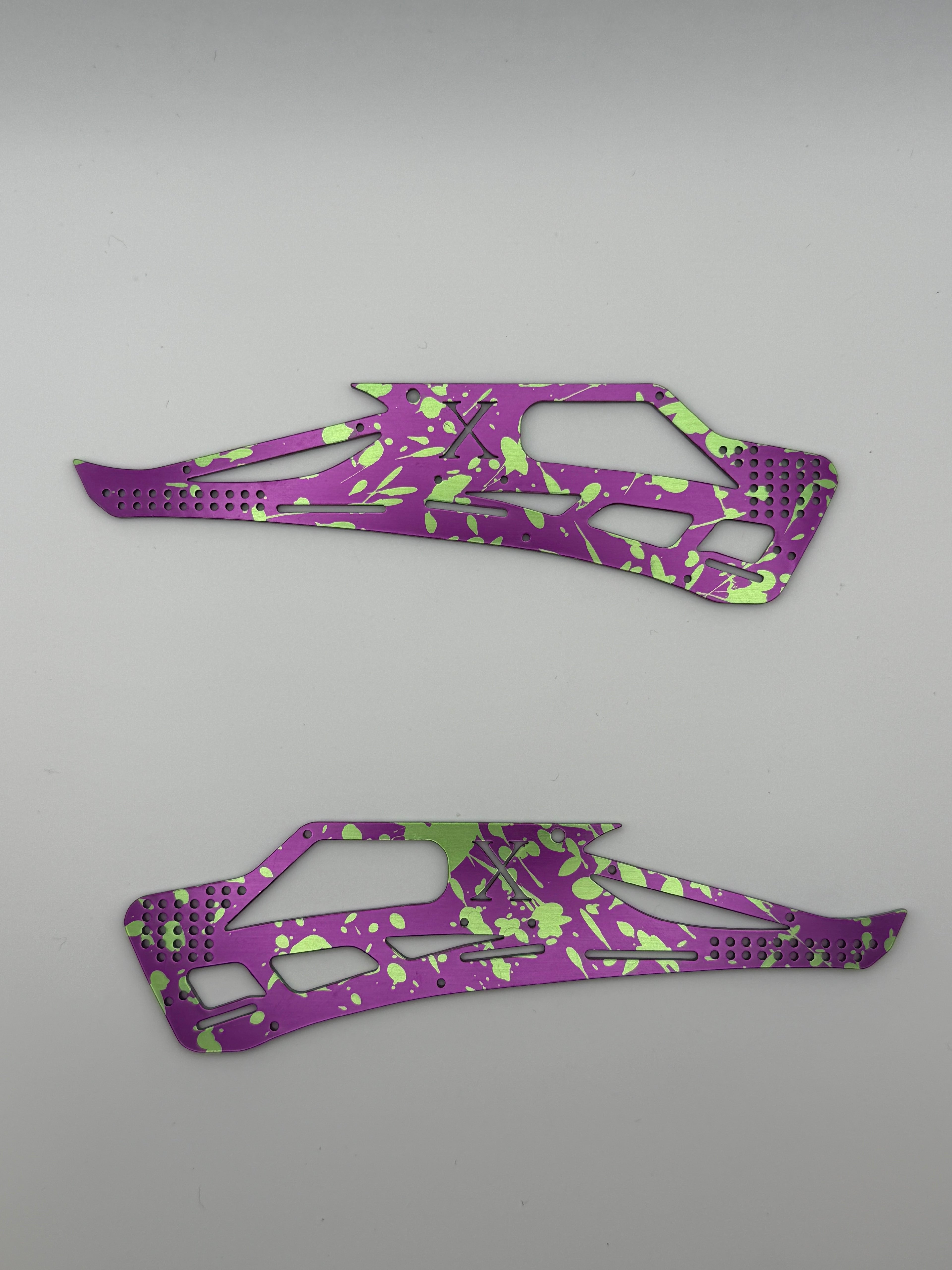 Mamba X Aluminum Chassis Kit Anodized Purple and Neon Lime Splatter